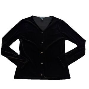 Vintage Harold's Cardigan Womens Size M Black Velvet Whimsy Goth Witchy
